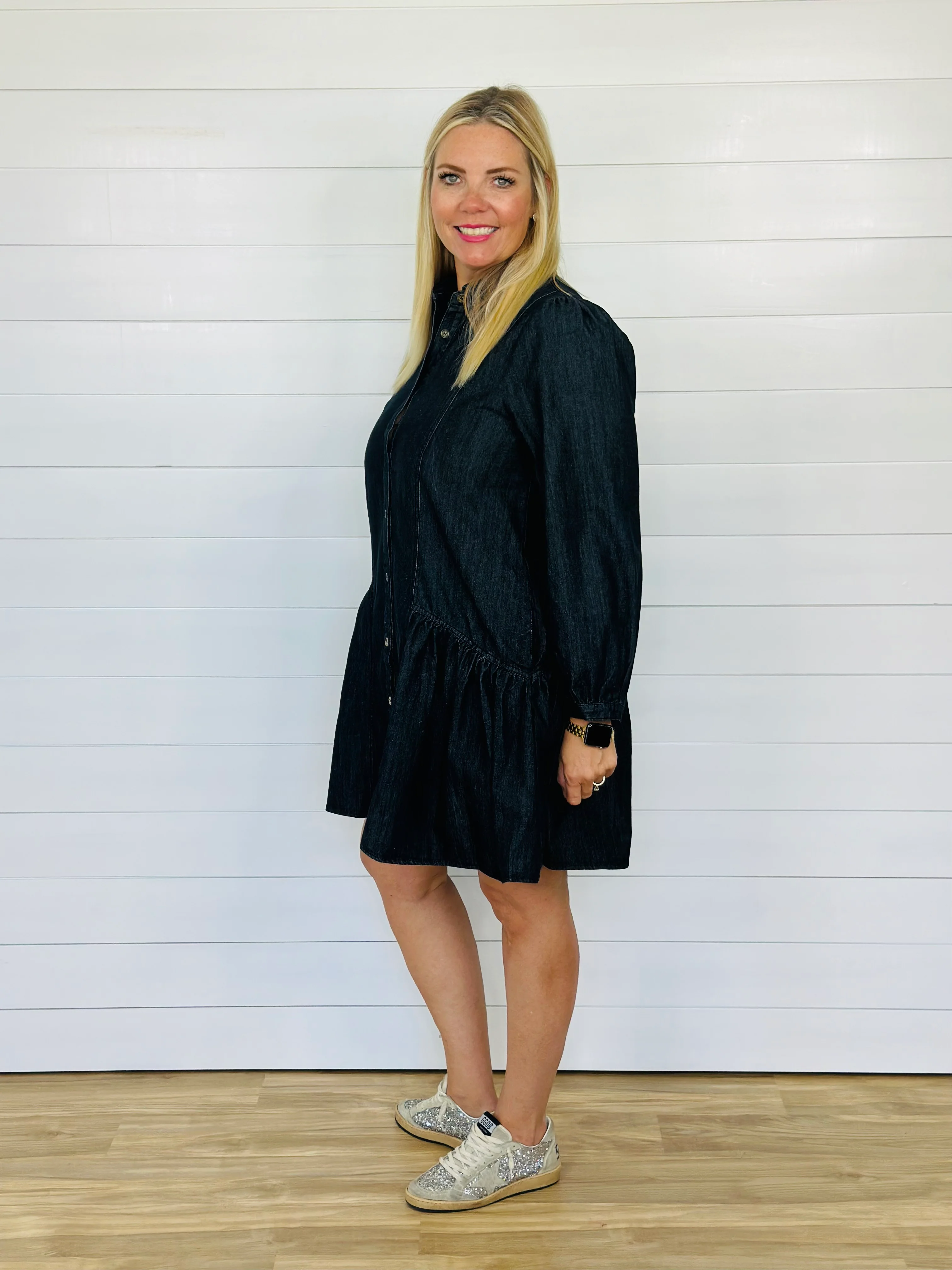 DAWN DENIM DRESS-DARK