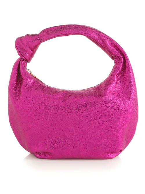 CHRISSY KNOTTED METALLIC BAG-MAGENTA