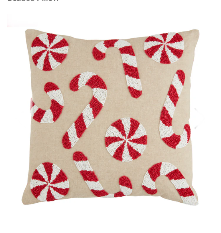 CANDY CANE BEADED PILLOW