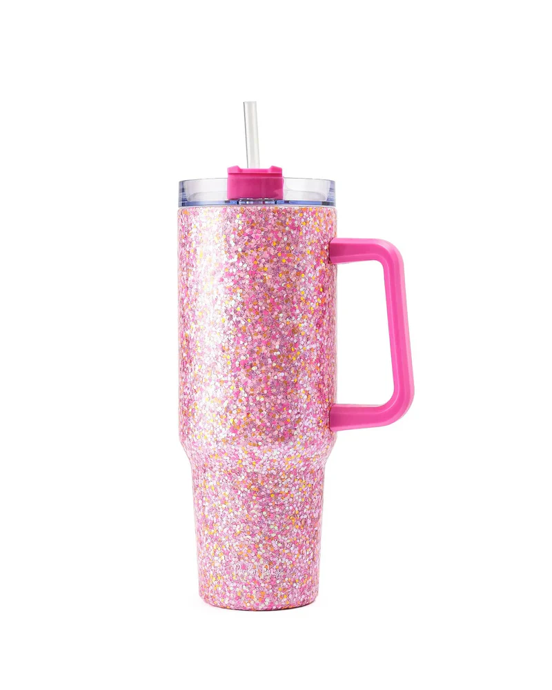 PINK GLITTER STAINLESS TUMBLER