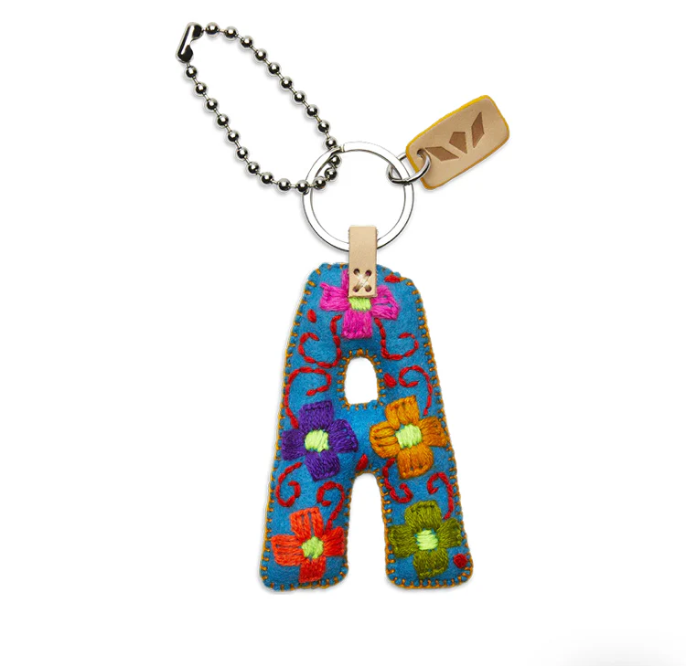 TURQUOISE FELT INITIAL KEYCHAIN