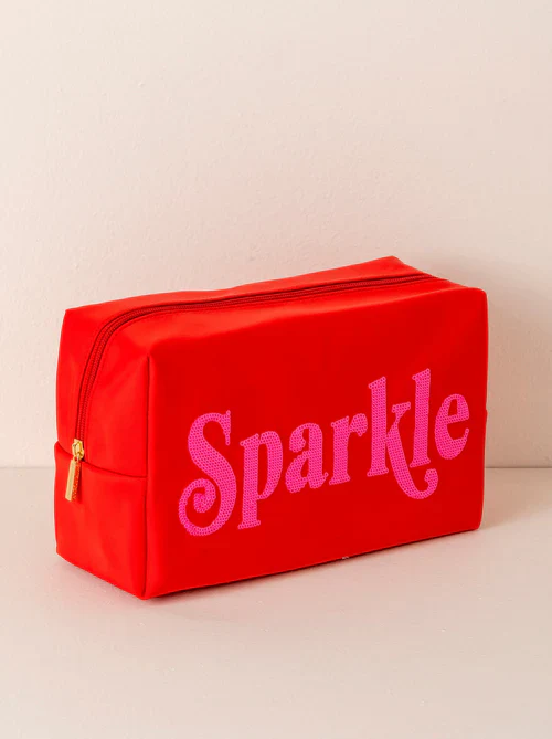 CARA SPARKLE ZIP POUCH-RED