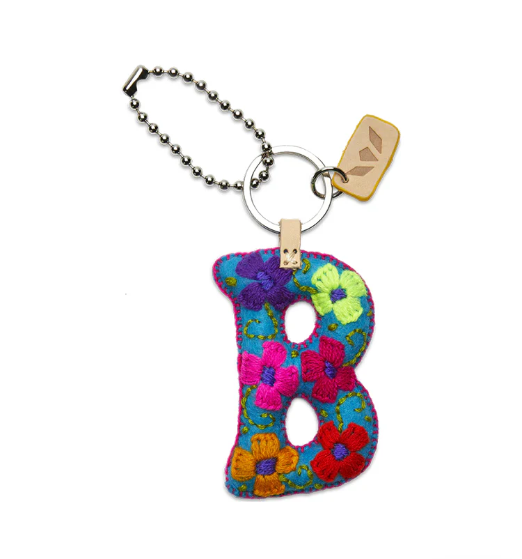 TURQUOISE FELT INITIAL KEYCHAIN