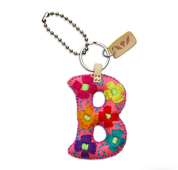 PINK FELT INITIAL KEYCHAIN