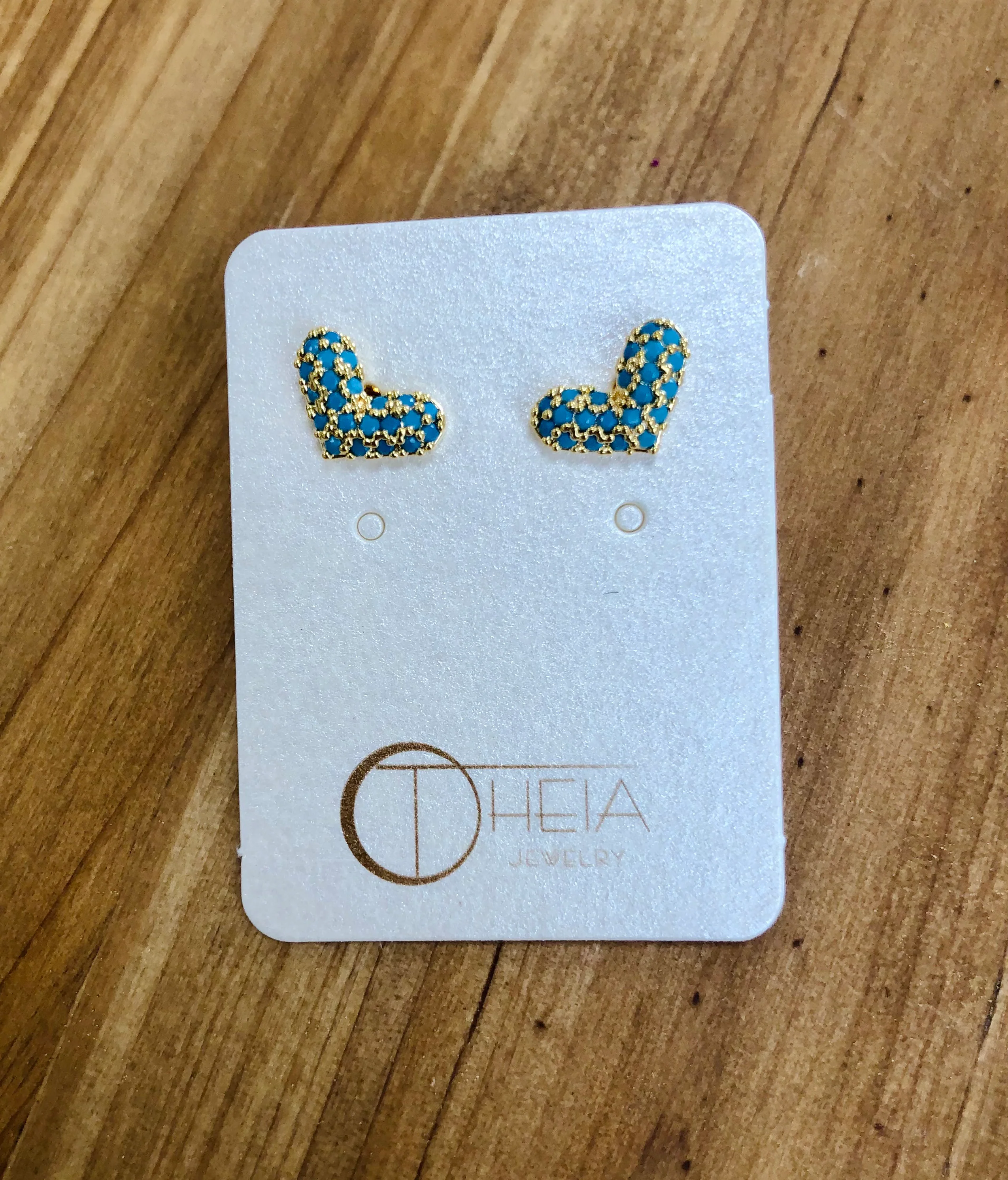 MIA HEART STUD-GOLD/TURQUOISE