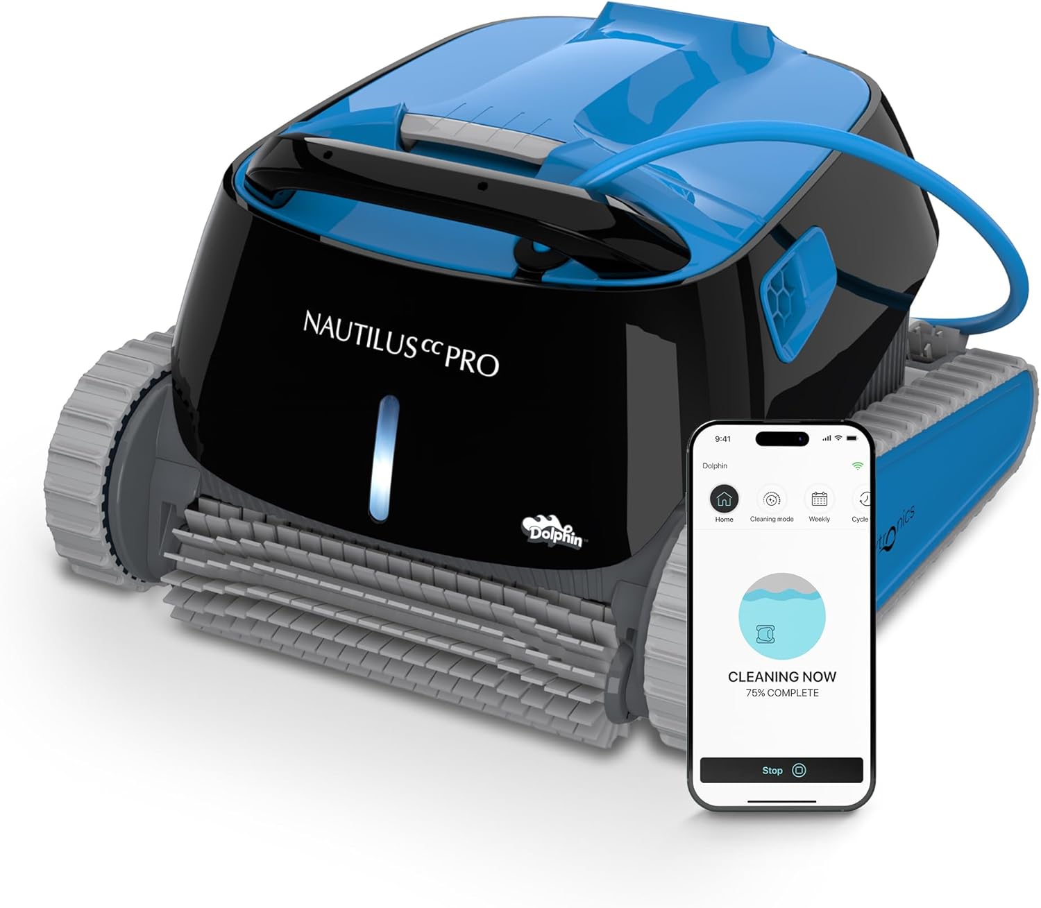 Dolphin Nautilus CC Pro Robot Nettoyeur électrique avec Fil pour Piscine Hors-Sol Jusqu’à 15 m - Nettoyage Fond, parois et Ligne d'eau - Connectivité avec app