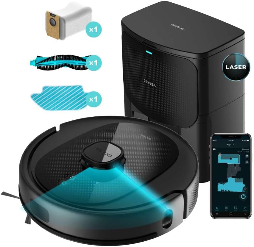 Cecotec Robot Aspirador con Navegacin Lser y Base Autovaciado Conga 8290 Immortal Ultra Power Home Genesis T