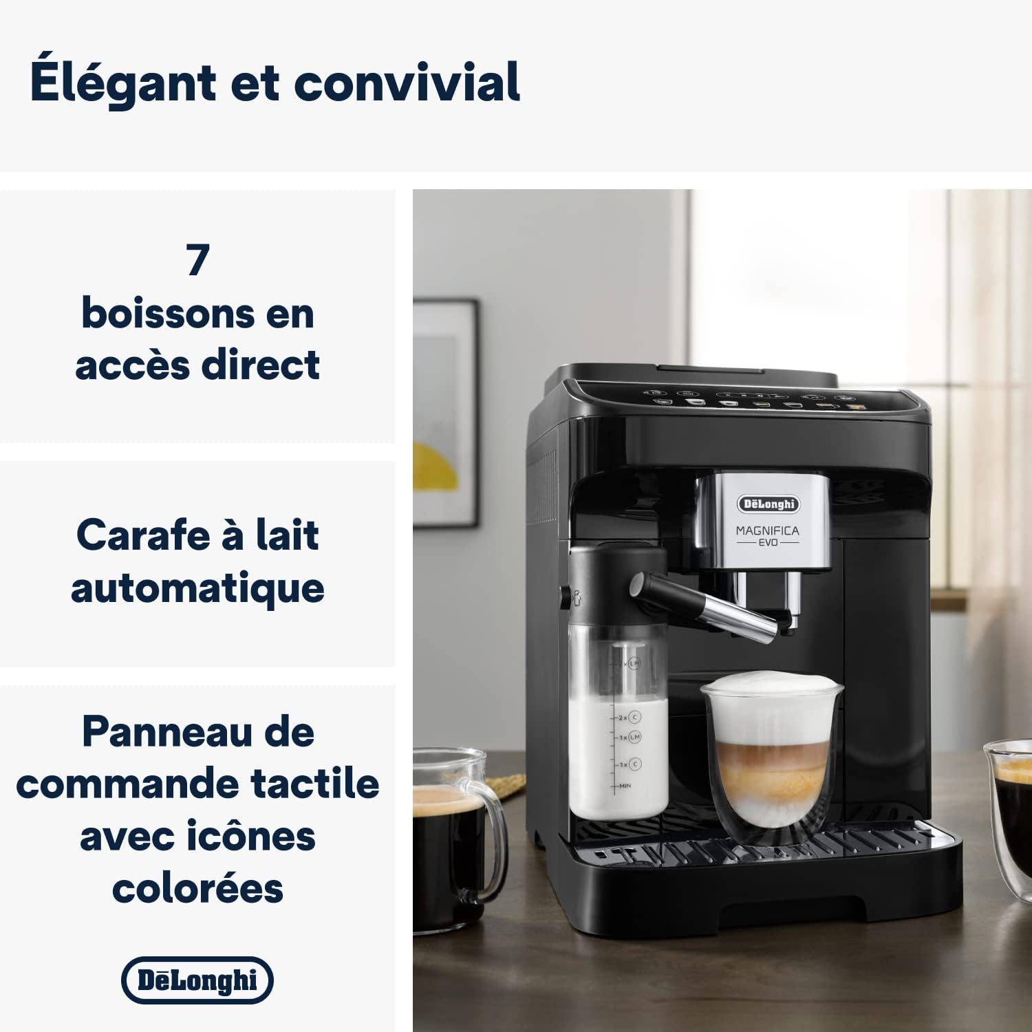 De'Longhi Magnifica Evo Machine a Café Grain ECAM292.81.B, Machine Expresso et Cappucino, 1.8L, 1450W, Noir
