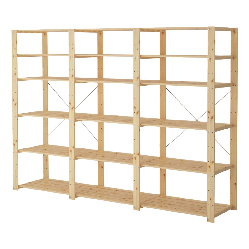 Étagère en bois de pin massif – structure ouverte modulable – 260 x 30 x 180 cm