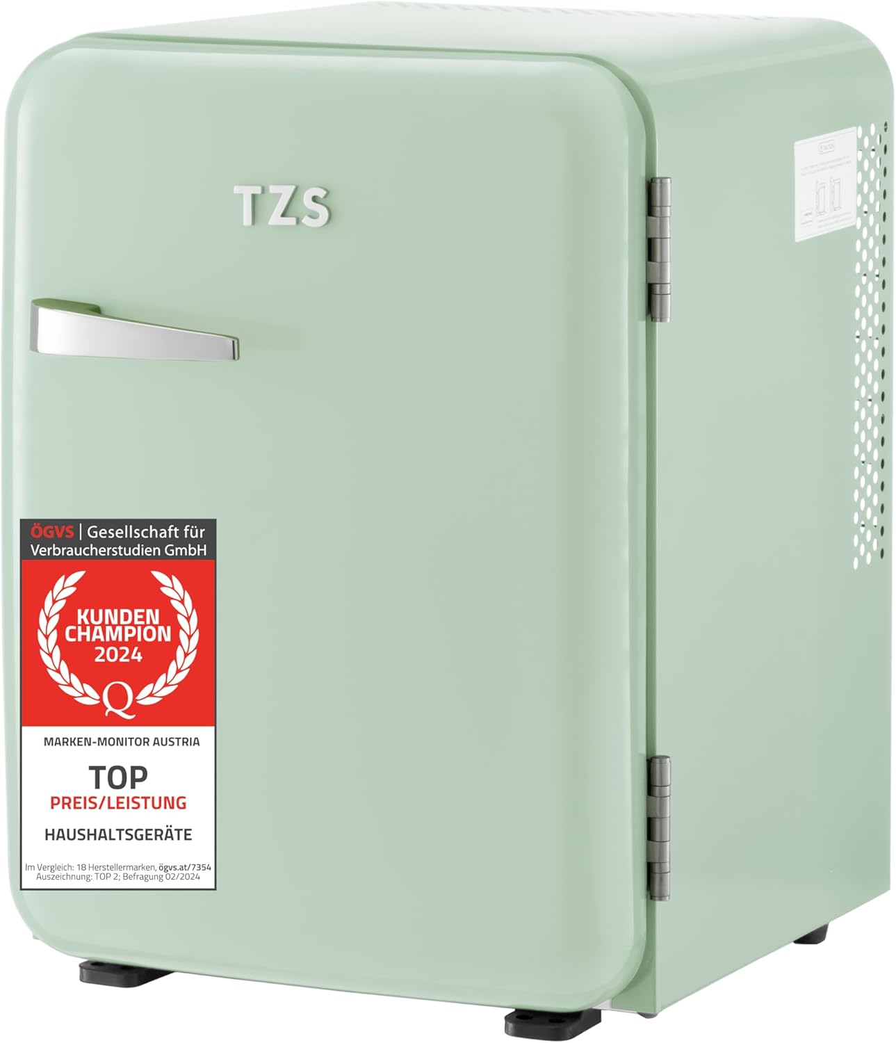 TZS First Austria lautloser Minikühlschrank | Retro Design | Einstellbare Kühlleistung | Türgriff |Thermoelektrisches Kühlsystem | 40L | creme