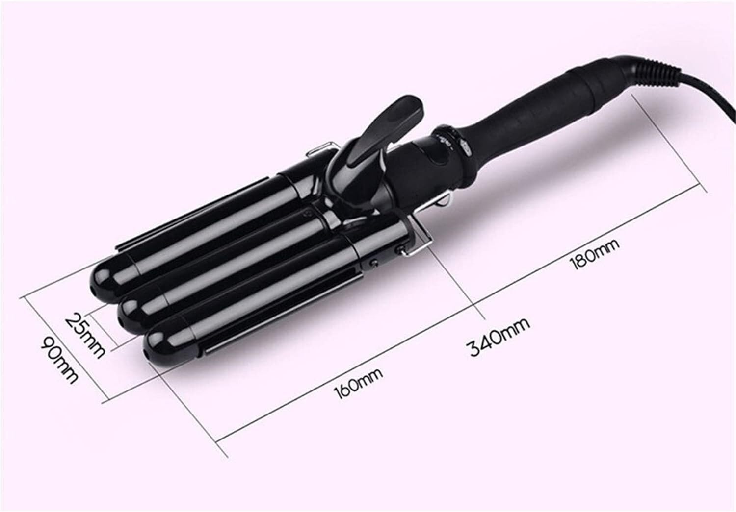 KKMNDE Baguettes à friser Les Cheveux, Fer à friser à Trois tuyaux, Fer à friser à Trois barils, Outil de Coiffure électrique à Grande Vague