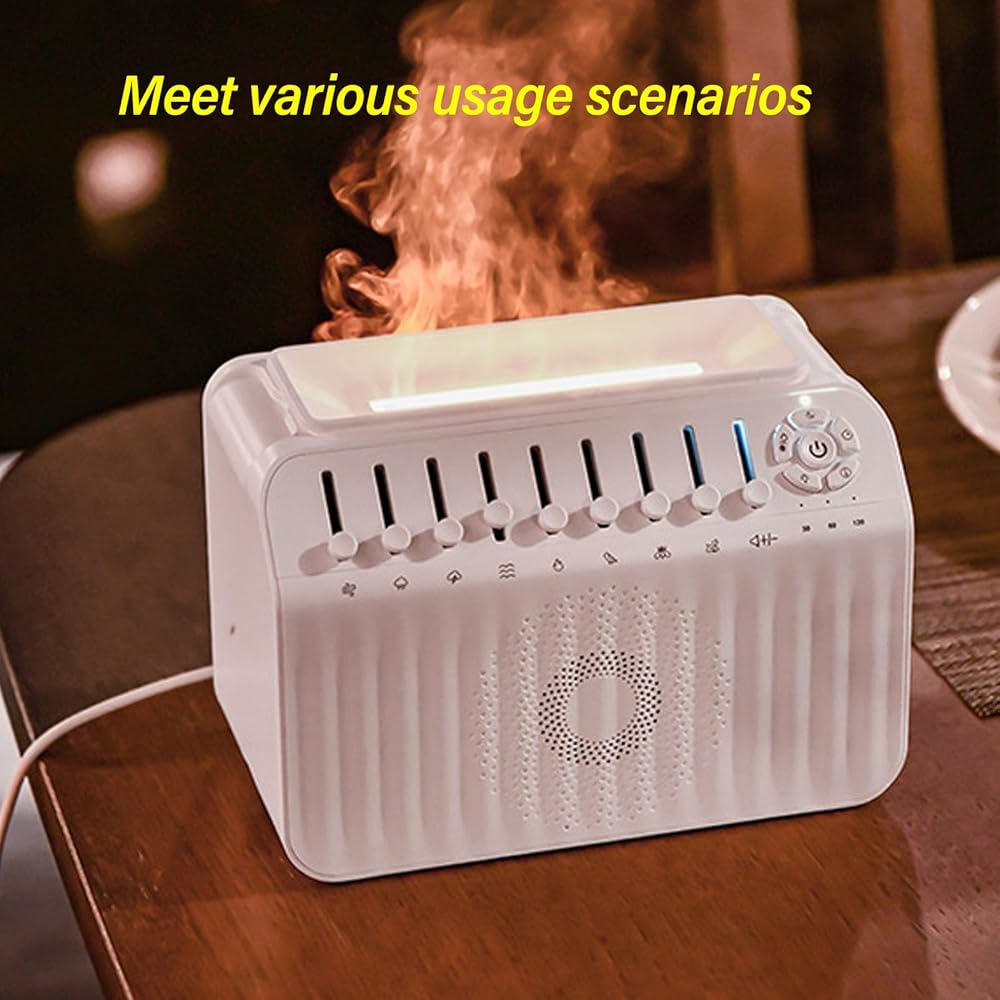 Topyond Diffuseur d'Huile Essentielle,D'huiles Essentielles Bluetooth Bruit Blanc, Humidificateur D'aromathérapie Sommeil Tranquille Contrle de la Musique sans Fil pour Chambre à Coucher Bureau : Hygiène et Santé