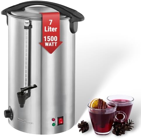 ProfiCook? Distributeur de boissons chaudes | Chauffage | Maintien au chaud | Vin chaud, café, thé, punch ou soupes | Bo?tier en acier inoxydable de haute qualité | 7 litres | PC HGA 1196 | argent : Cuisine et Maison