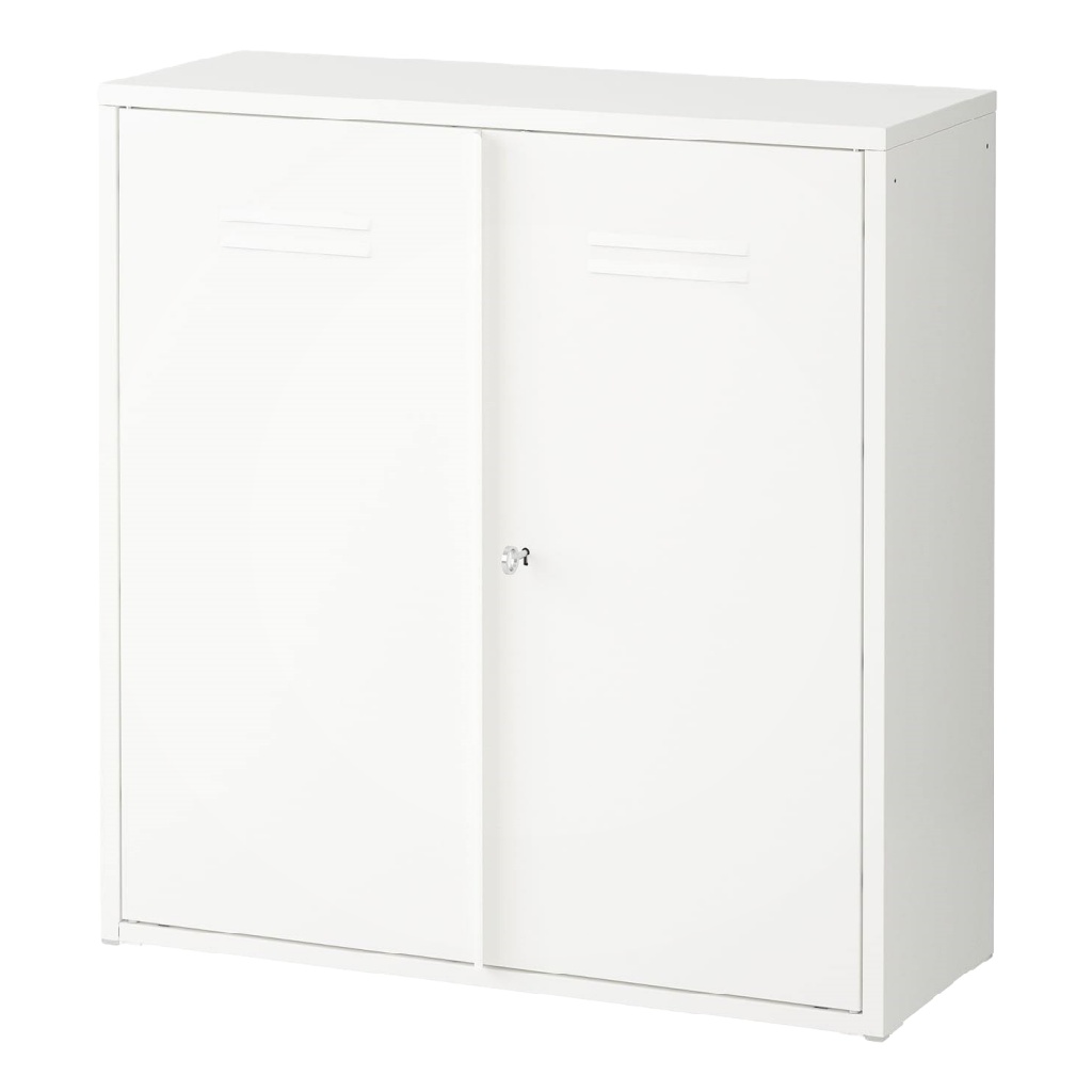 Armoire métallique 2 portes avec serrure, blanc
