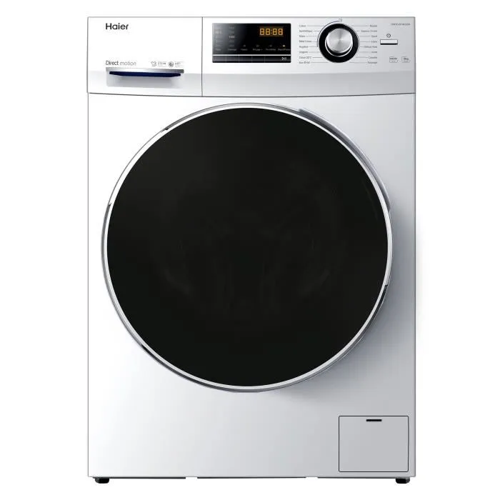 Lave-linge hublot HAIER HW90-B14636N-FR - 9 kg - Direct motion - 1400 trs/min - Classe A - 16 programmes - Blanc