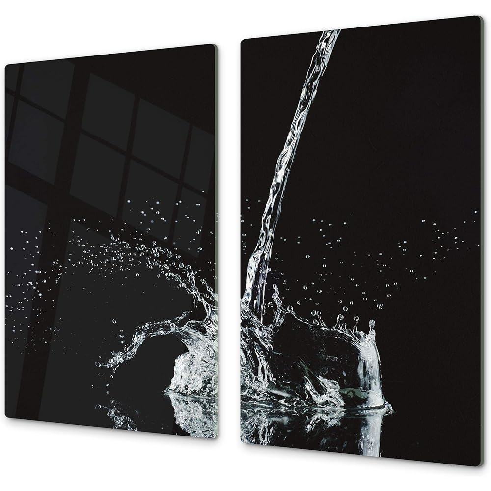 Planche de cuisine en VERRE trempé – Planche à découper en verre – Couvre-plaques de cuisson – UNE PIÈCE (60x52 cm) ou DEUX PIÈCES (30x52 cm chacune);D02 Série Eau: Eau 10 : Cuisine et Maison