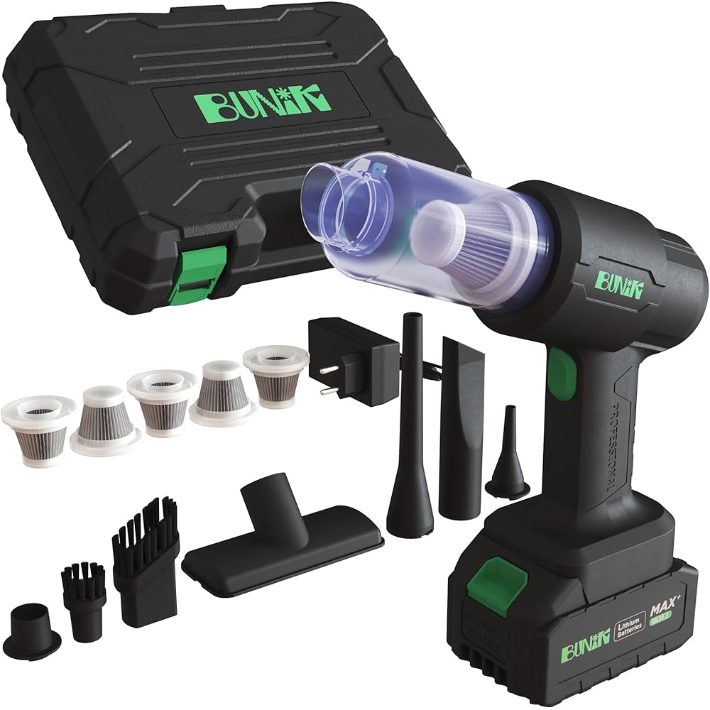 BUNIK Aspirateur Puissant 21000Pa pour Voiture - Aspirateur sans Fil avec autonomie 37 Min, Compact et performant, Accessoires Inclus pour Voiture et Maison : Cuisine et Maison