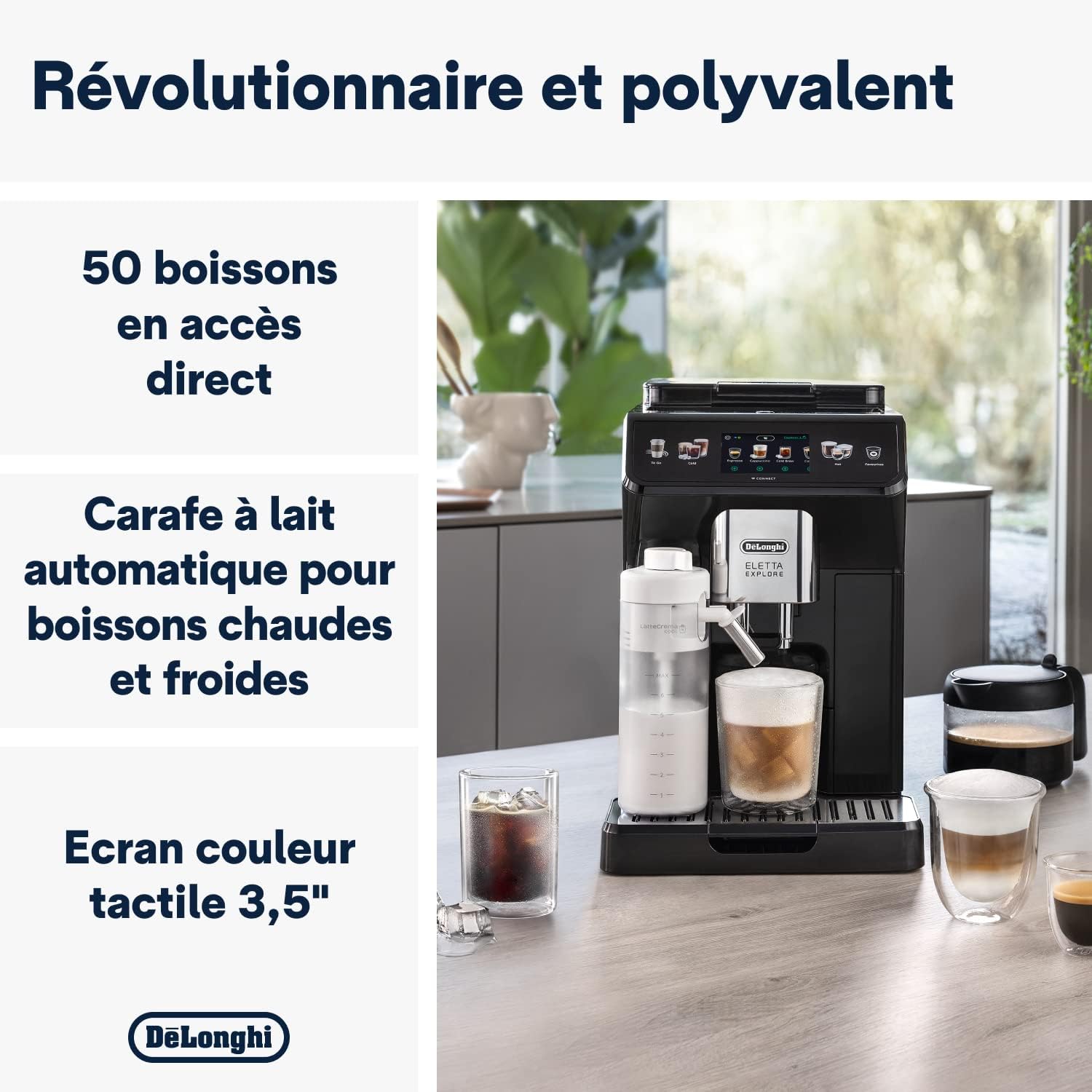 De'Longhi Eletta Explore Cold Brew ECAM452.67.G, Machine à Café Barista avec LatteCrema Hot and Cool, Machine à Espresso, Machine à Café Automatique, Extraction Froide, Pot à Café Inclus, Gris Foncé