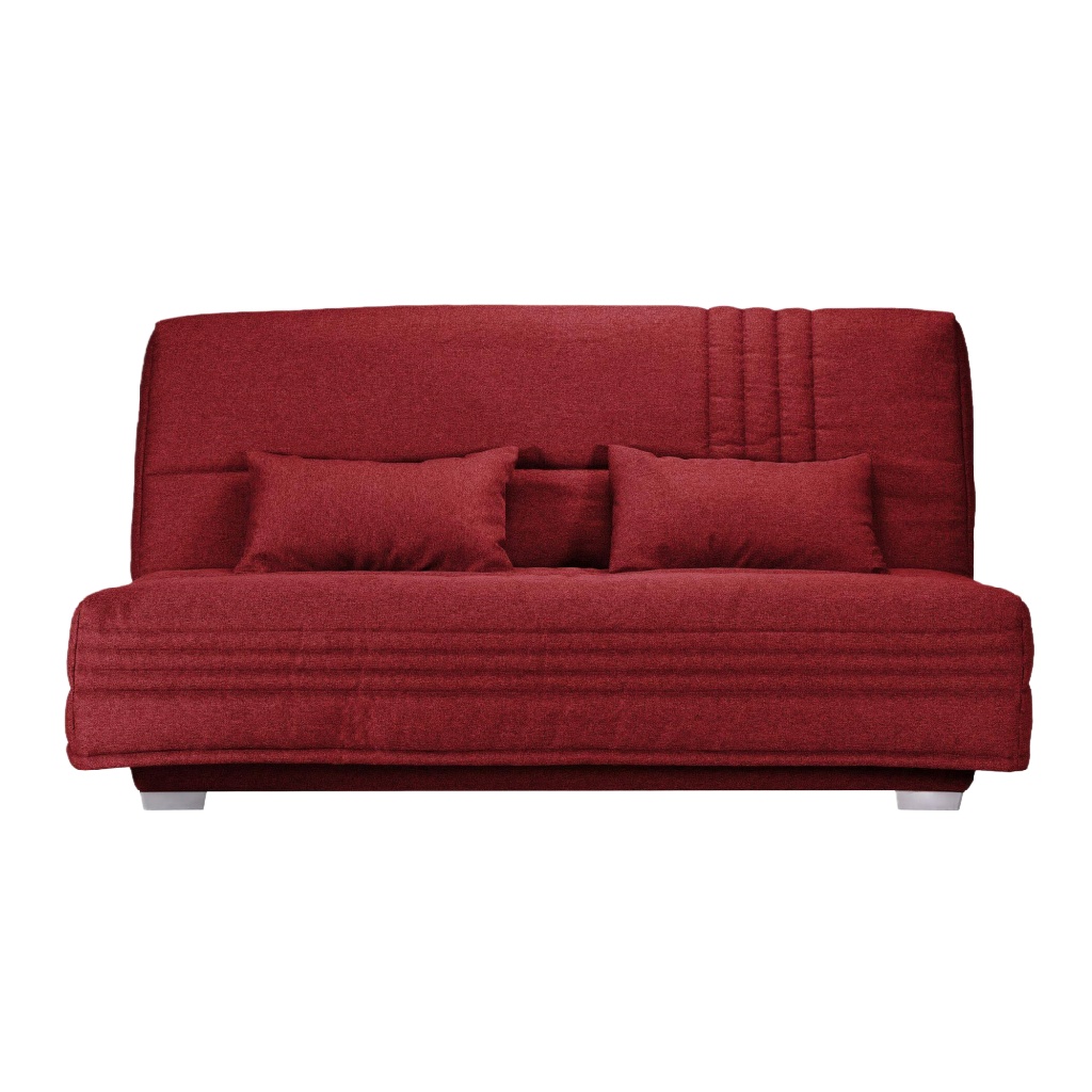 Canapé convertible 2 places sans accoudoirs en tissu rouge