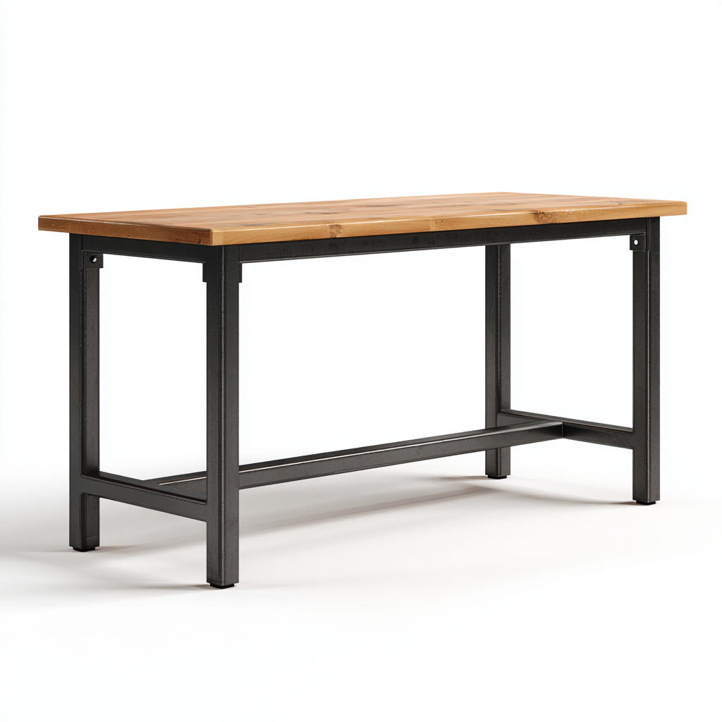 Table haute industrielle bois et métal pour cuisine ou salle à manger