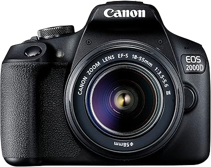 Canon EOS 2000d | Appareil Photo Réflex + (APS-C, 24.1 MP, WiFi, Full HD) + Objectif EF-S 18-55mm f/3,5-5,6 DC III, Noir