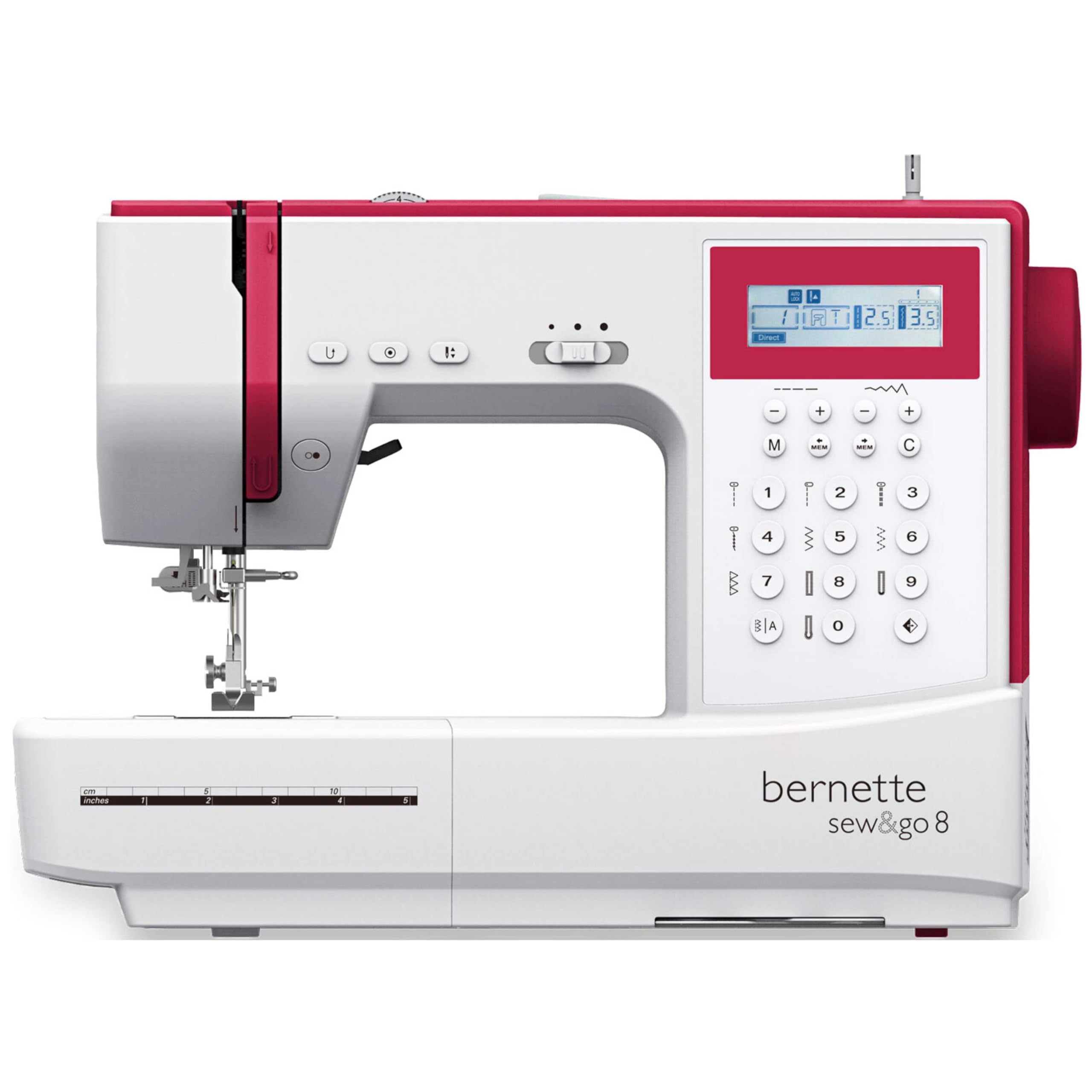 Bernette Sew&GO8 Machine à coudre ordinateur avec 197 programmes de couture, bras libre, écran multifonction, couture, patchwork, matelassage, White