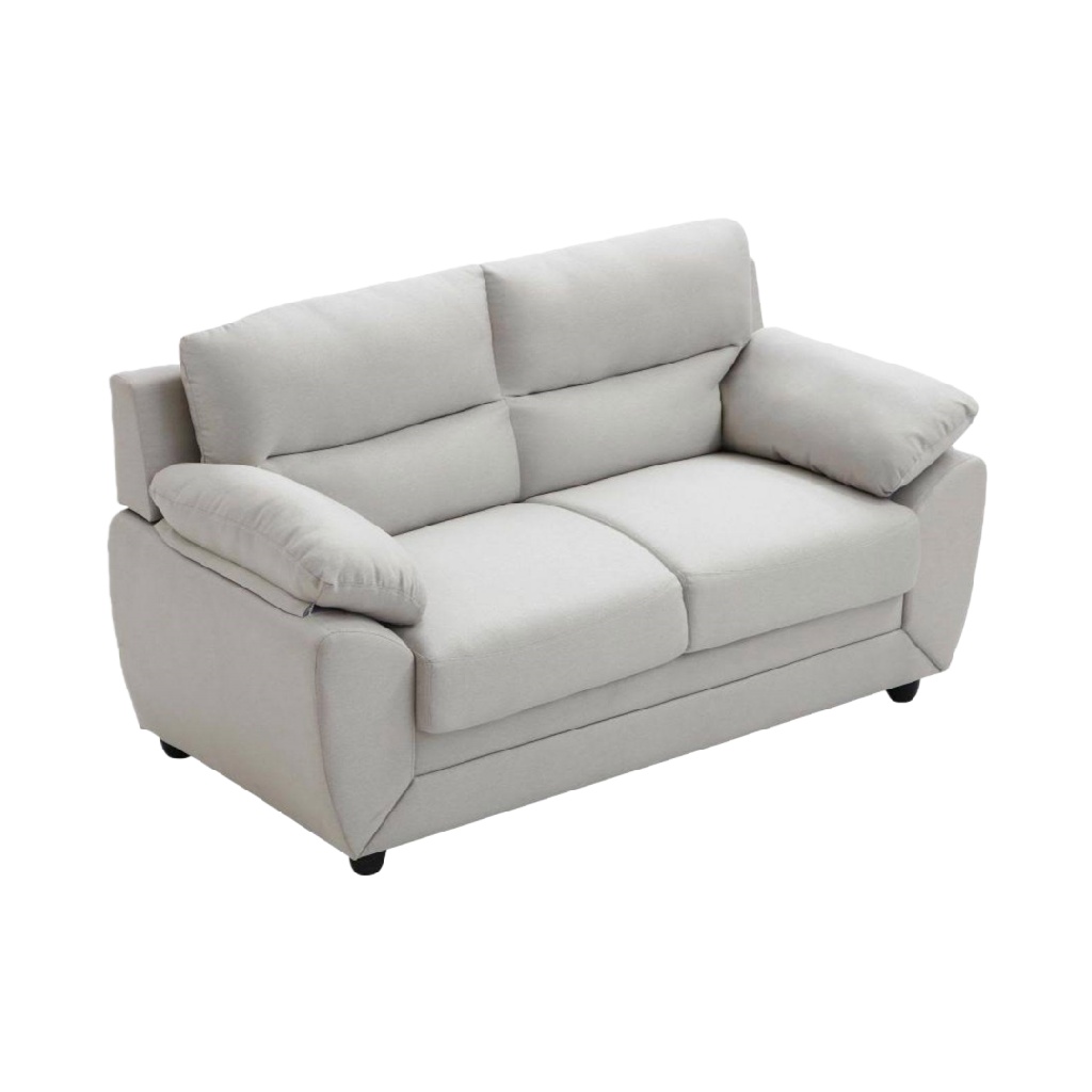 Canapé 2 places en tissu gris clair – accoudoirs rembourrés et dossier moelleux – design cosy et moderne