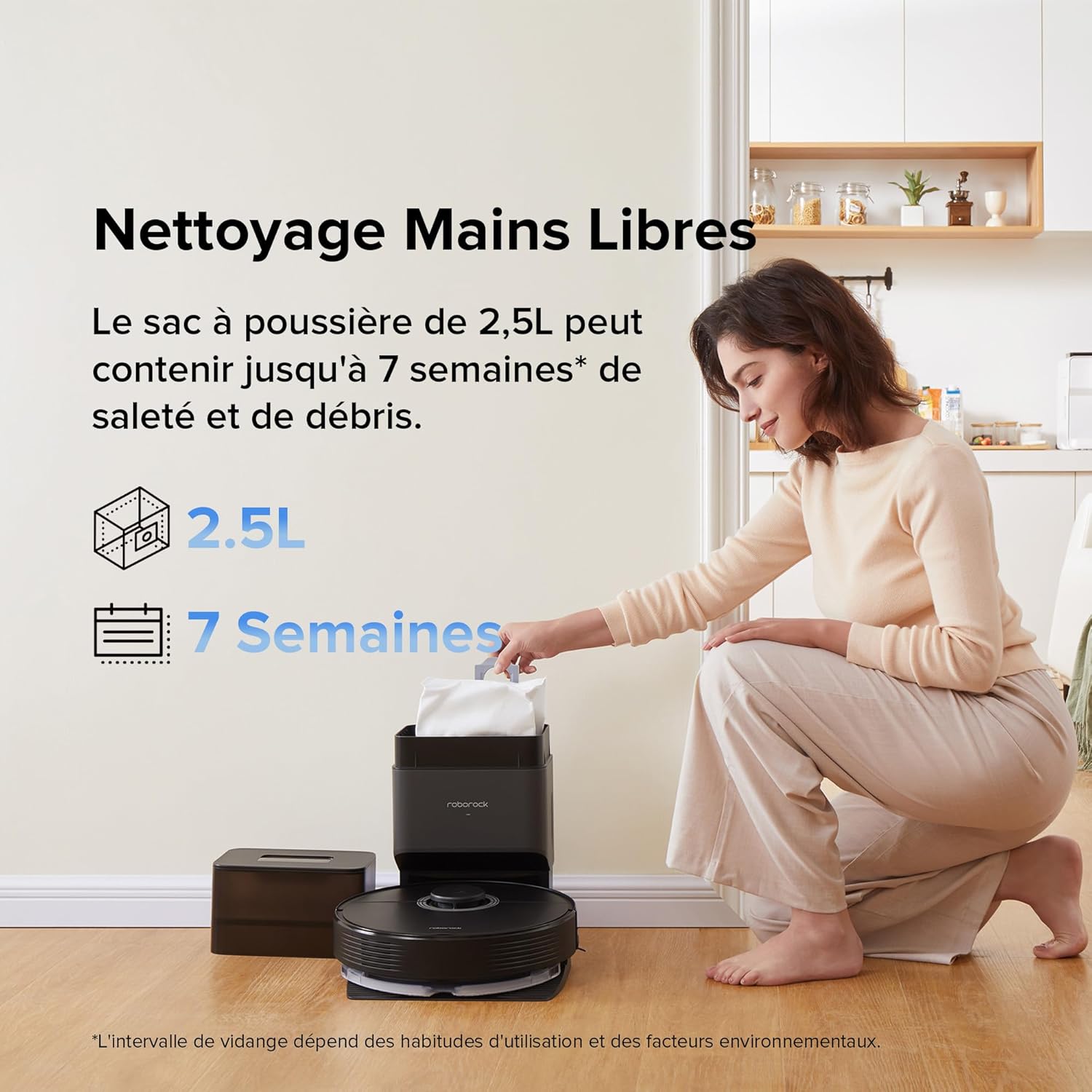 roborock Q7 Max+ Robot Aspirateur et Vadrouille avec Station d'accueil Auto-Vide Pure,Nettoyage Mains Libres jusqu'à 7semaines, 4200Pa,Zones No-Mop&No-Go,180mins d'autonomie,Contrôle APP/Alexa,Noir