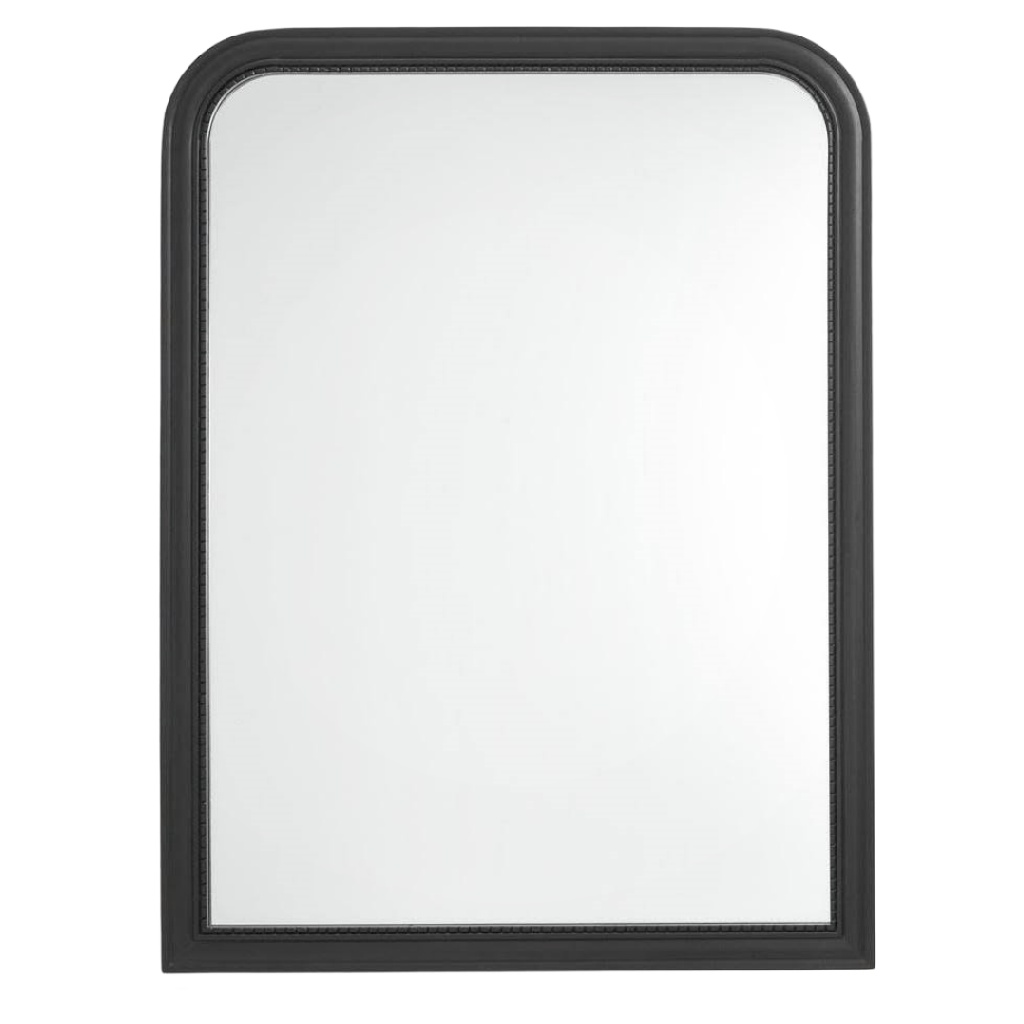 Grand miroir mural noir, forme arquée classique, style français moderne, 150 × 100 cm