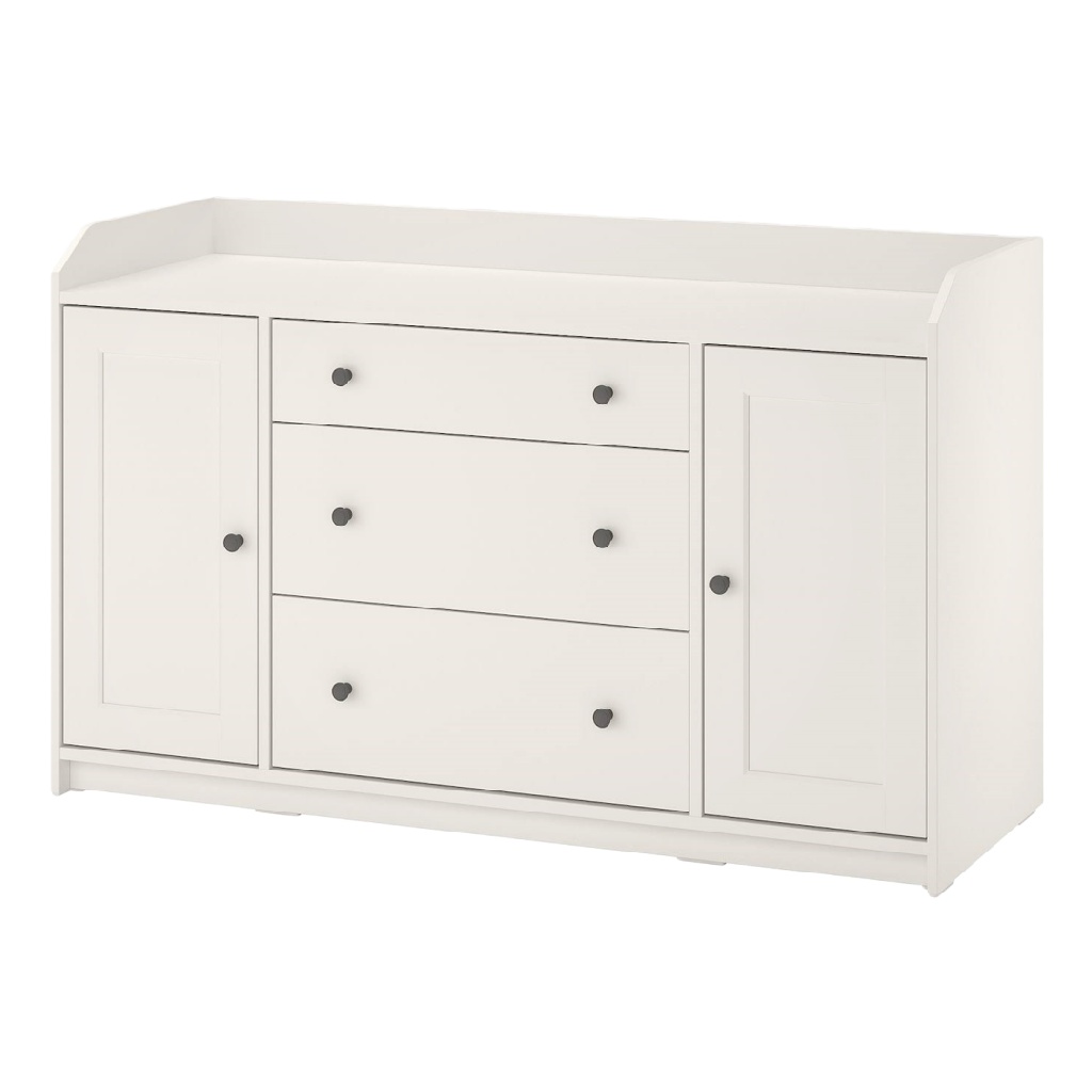 Buffet blanc 2 portes et 4 tiroirs — style moderne / nordique — meuble de rangement polyvalent