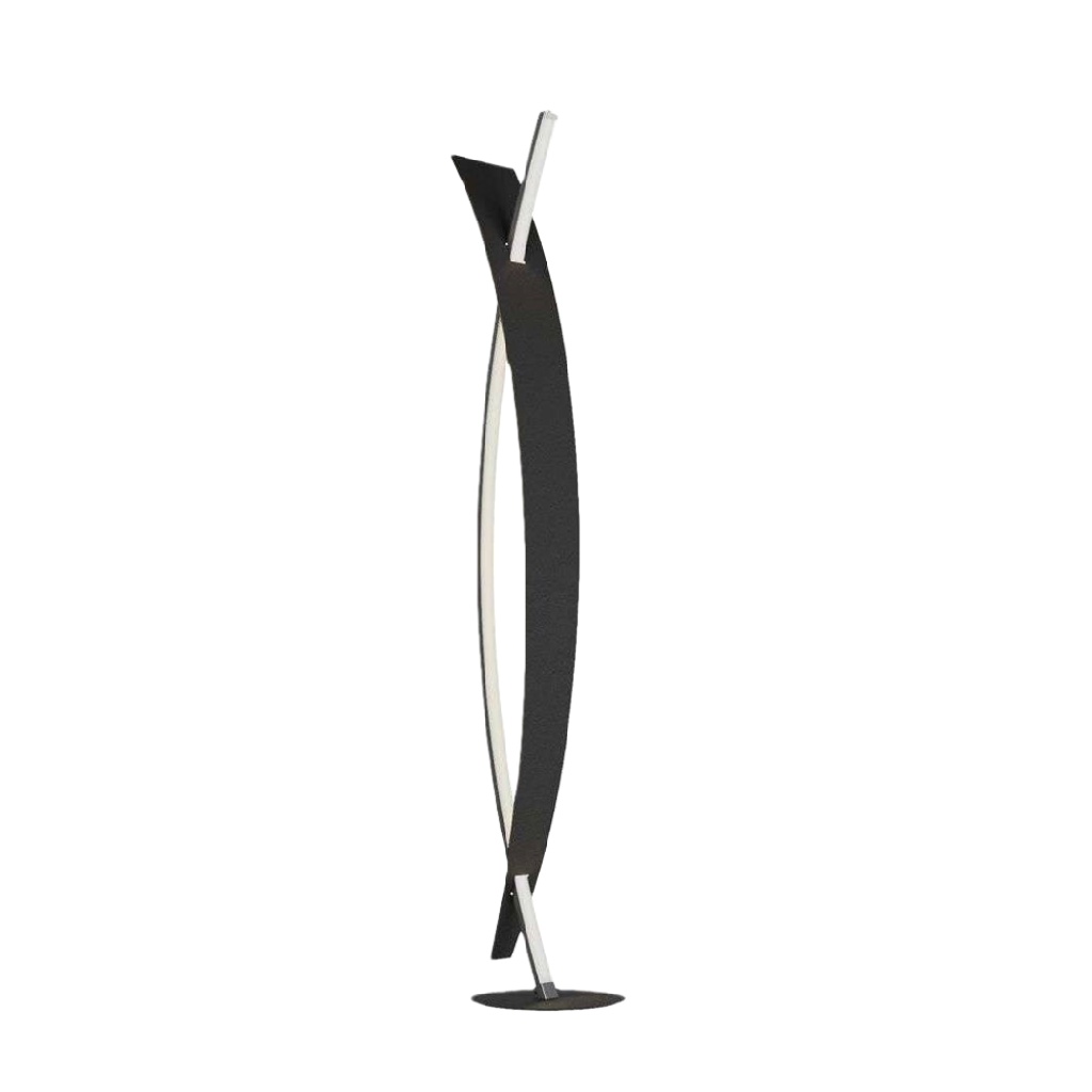Lampadaire LED moderne en métal noir courbé