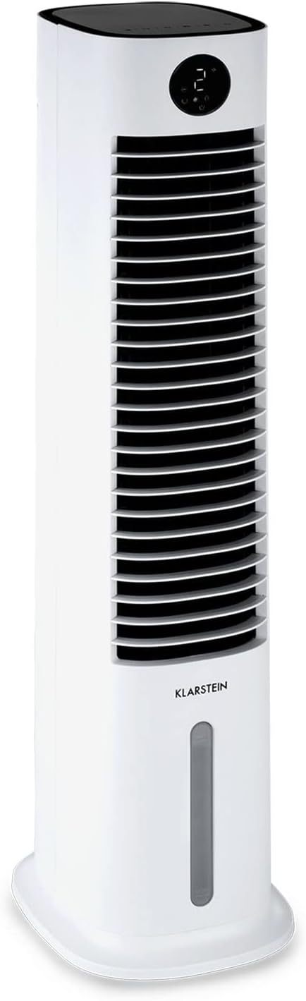 Klarstein Luftkühler mit Wasserkühlung, 5-in-1 Verdunstungskühler, Luftbefeuchter, Ventilator & Luftreiniger, Mobile Klimageräte Luftkühler mit App-Steuerung, 80W Air Cooler, 462m³/h Luftstrom, Weiß