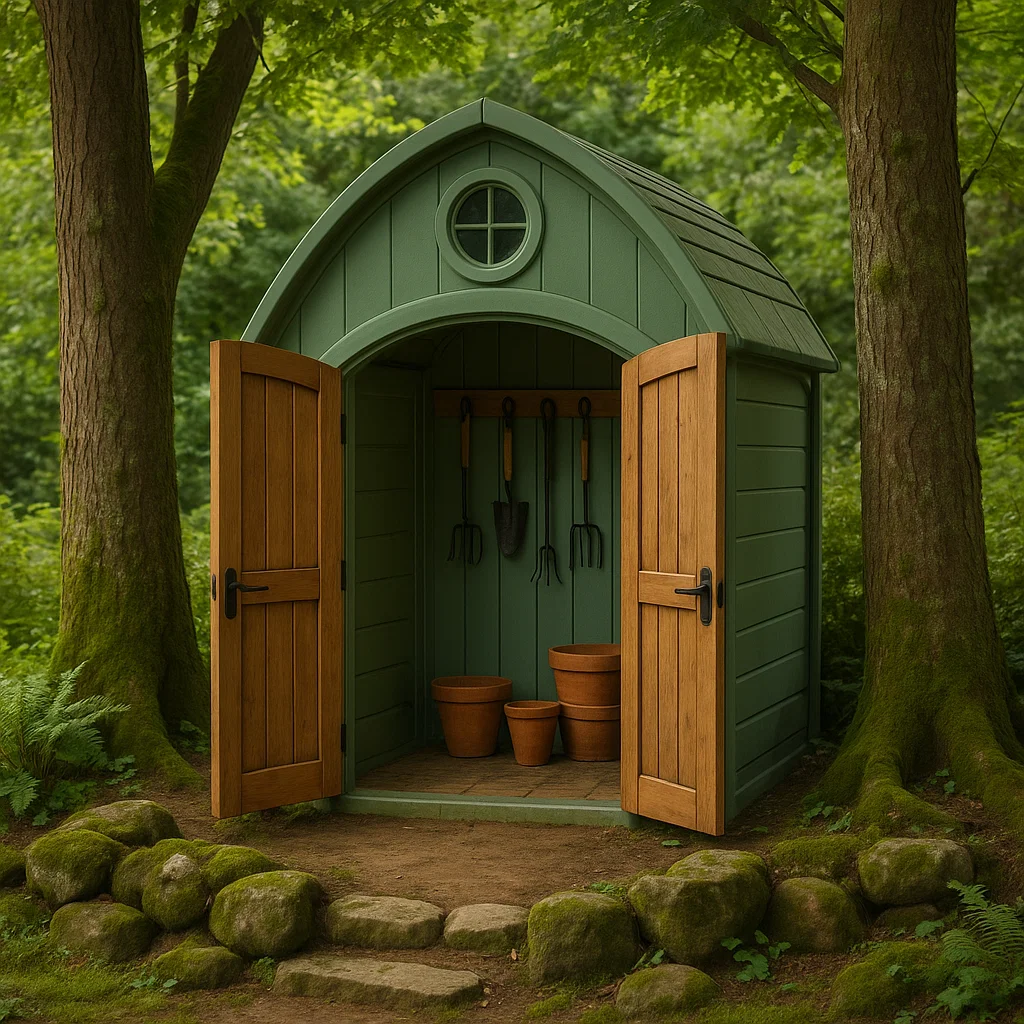 Abri de Jardin Résine Vert Extérieur Forêt 120 cm × 100 cm × 200 cm