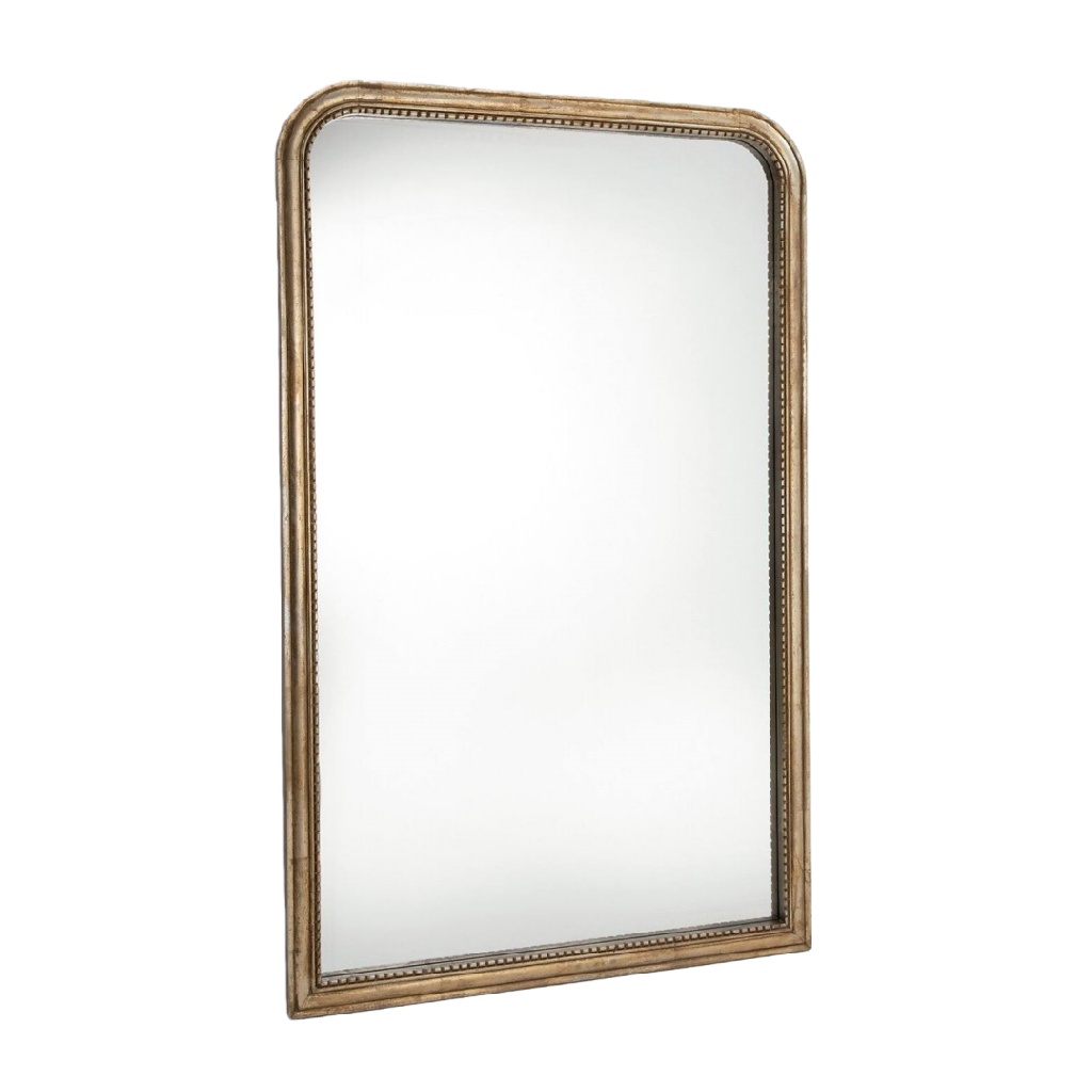 Miroir mural style antique doré, cadre arrondi classique