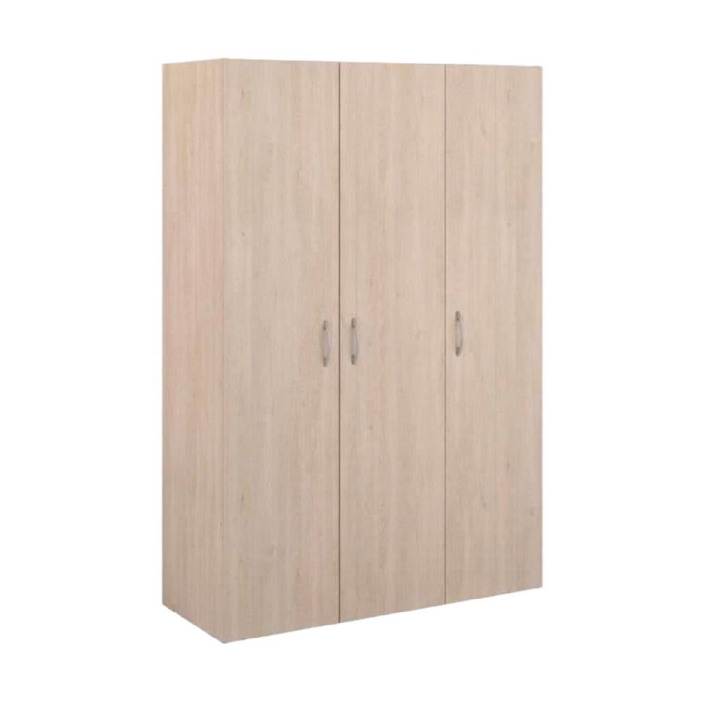 Armoire 3 portes en chêne clair – penderie et étagères intégrées – design contemporain