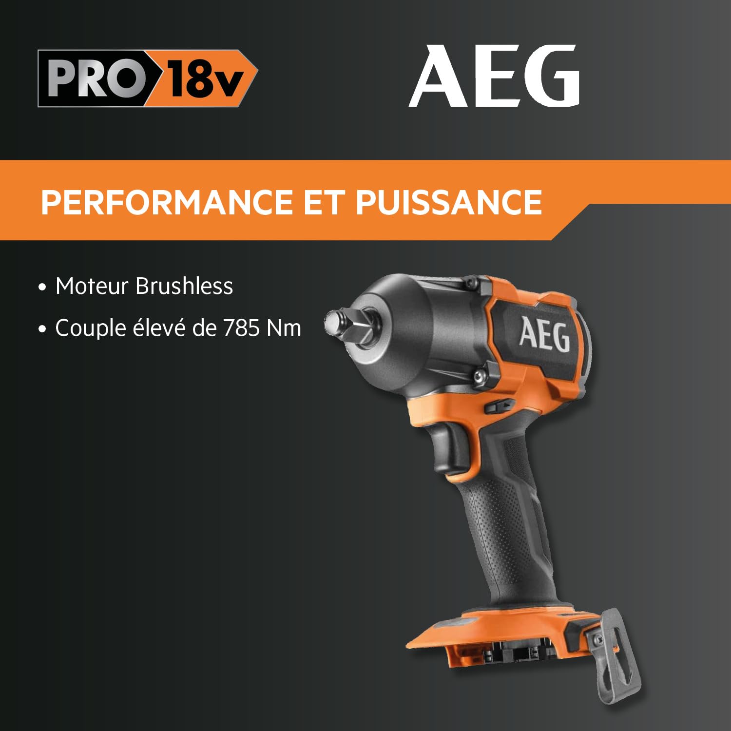 AEG - Boulonneuse à Chocs Sans Fil - Couple jusqu'à 785 Nm - 4 Modes dont 1 Autostop - Moteur Brushless - Revêtement Softgrip et Crochet de Ceinture -