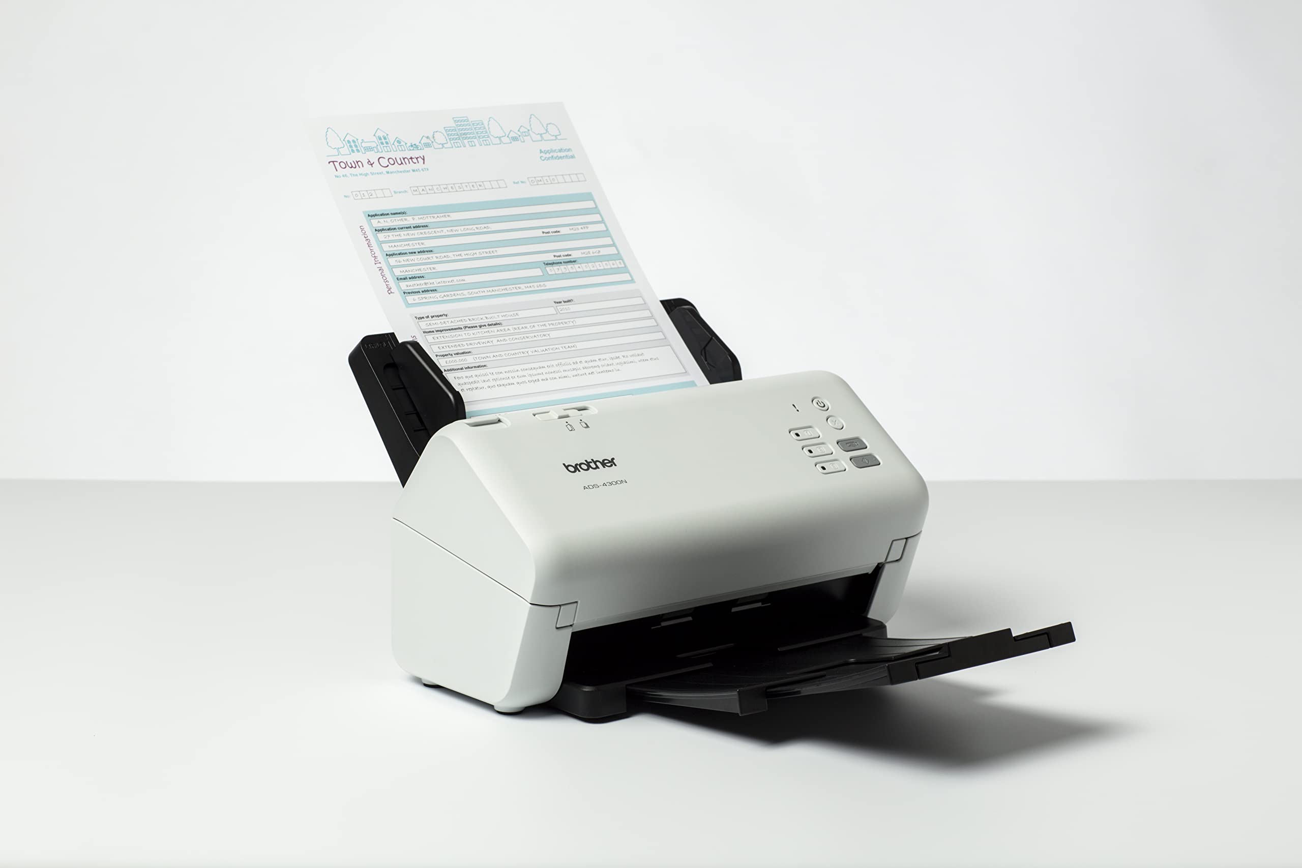 BROTHER ADS-4300N Scanner de Documents Bureautique / Recto - Verso / A4 / Rapide 40 Pages/Minute / Réseau Ethernet / Scan to USB / ADF 80 Feuilles