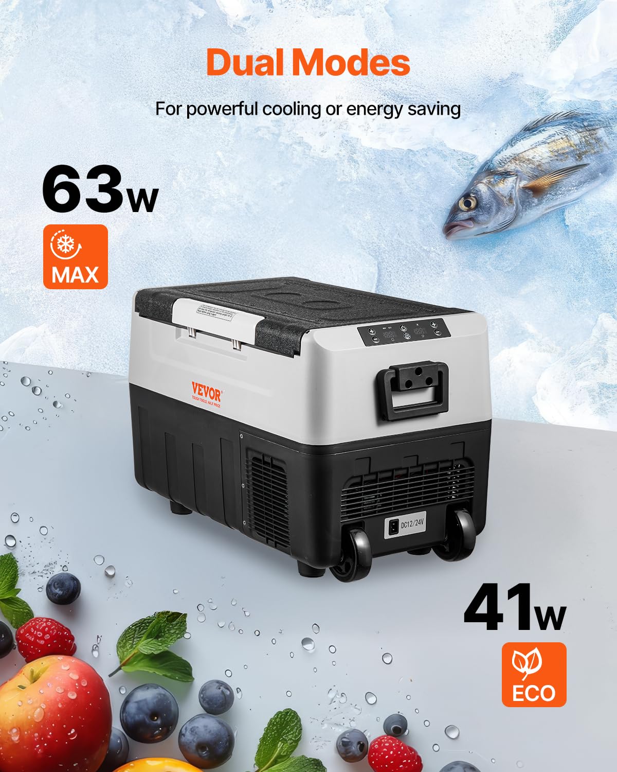 VEVOR Glacière Électrique Portable de 35 L Réfrigérateur de Voiture Portable 12/24 V CC 100-240 V CA Frigo Voiture Double Zone 0,6 kW.h -20 °C à 10 °C Réglable Congélateur pour Camion Bateau Camping