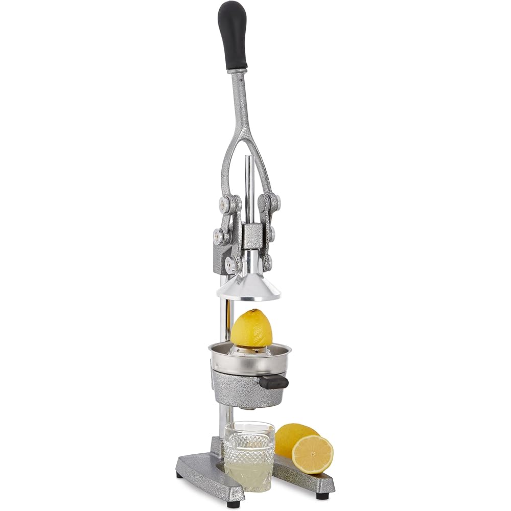Relaxdays Presse-fruits manuel avec levier, presse orange, presse citron professionnel qualité gastronomie, argenté : Cuisine et Maison