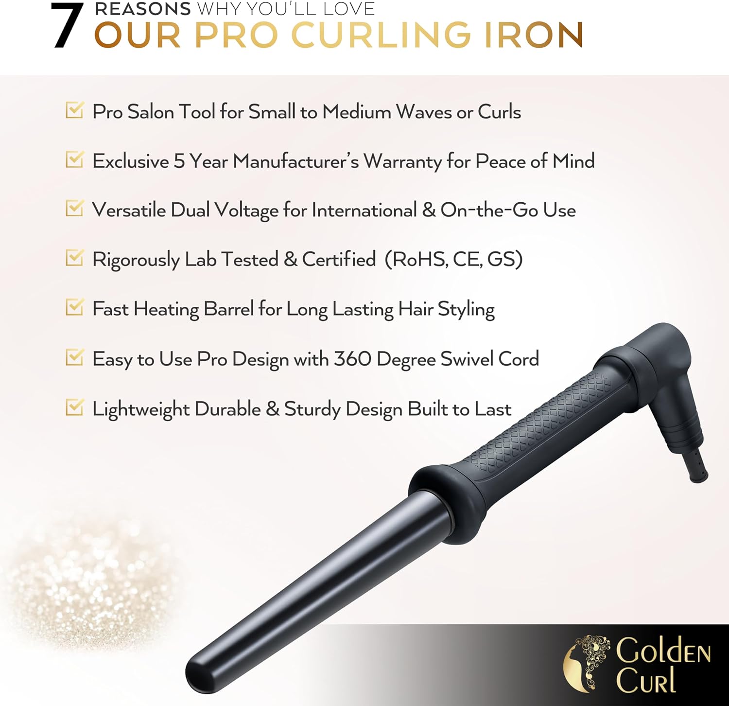 Golden Curl GL506 Boucleur de Cheveux Curl Fer a Friser Curly Professionnel pour tous types de cheveux - Garantie 5 ans (Allemagne)