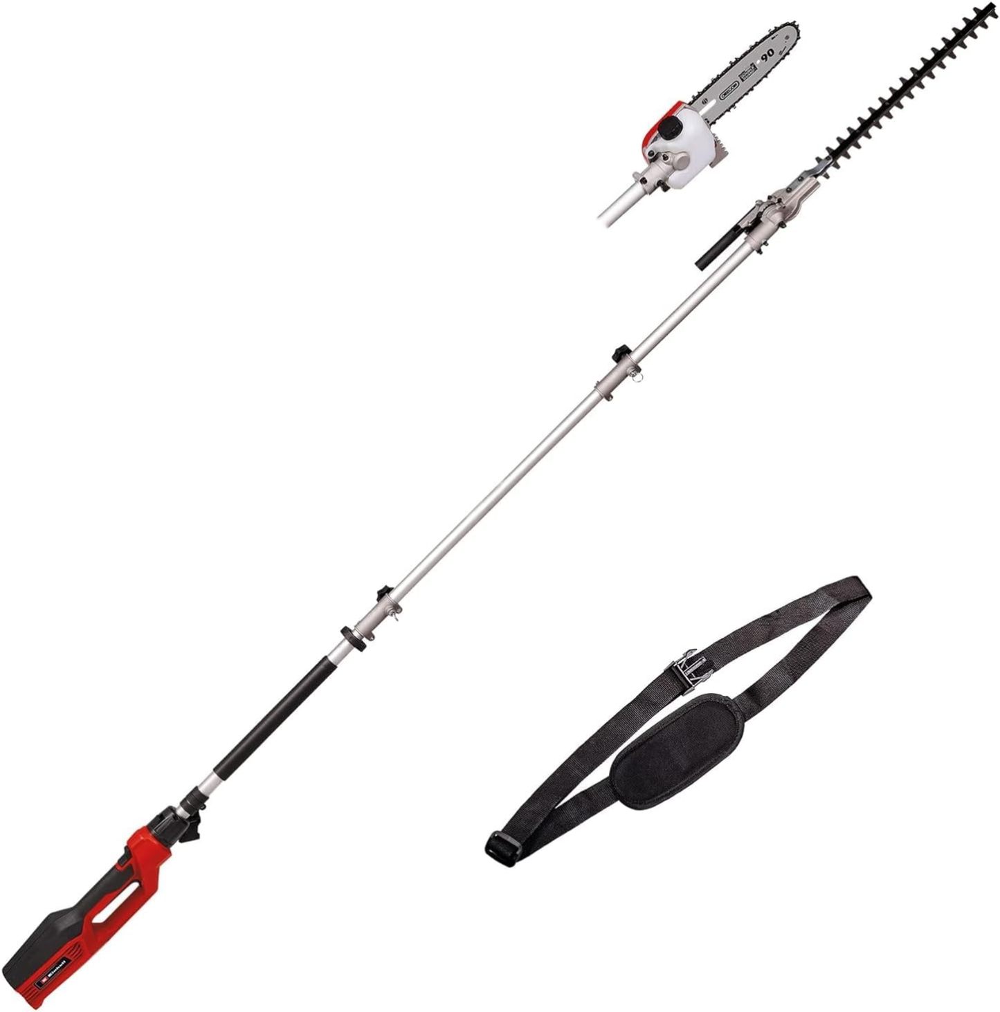 Einhell Elektrische Stab-Heckenschere/-Säge GC-HC 90/2046 T (900 W, 41,2 cm Schnittlänge Heckenschere, 18 cm Schnittlänge Kettensäge, bis 2,60 m Stiel)