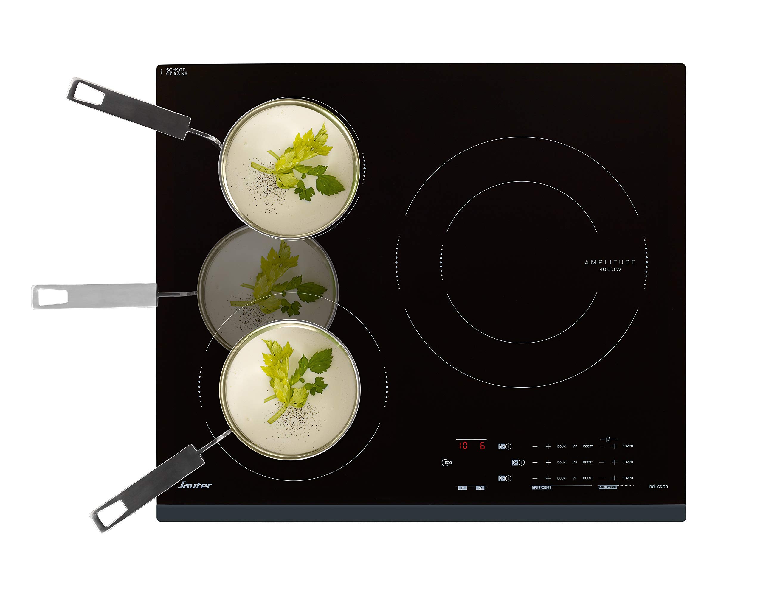 Sauter - SPI4360B - Plaque Induction - Table de Cuisson Encastrable - Noir - 3 Foyers - 7200W - Dimensions Encastrement : 56x49cm - Grand Foyer 28 cm