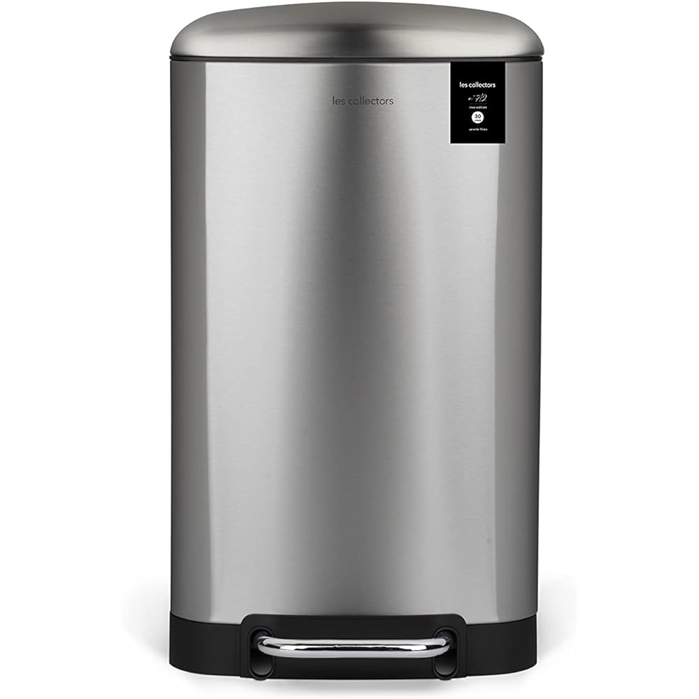 Les Collectors Poubelle de Cuisine à pédale Acier inoxydable n°712 Capacité 30 L, Compacte, Pratique, Seau intérieur amovible, Design, Résistante, Fermeture couvercle silencieuse : Cuisine et Maison