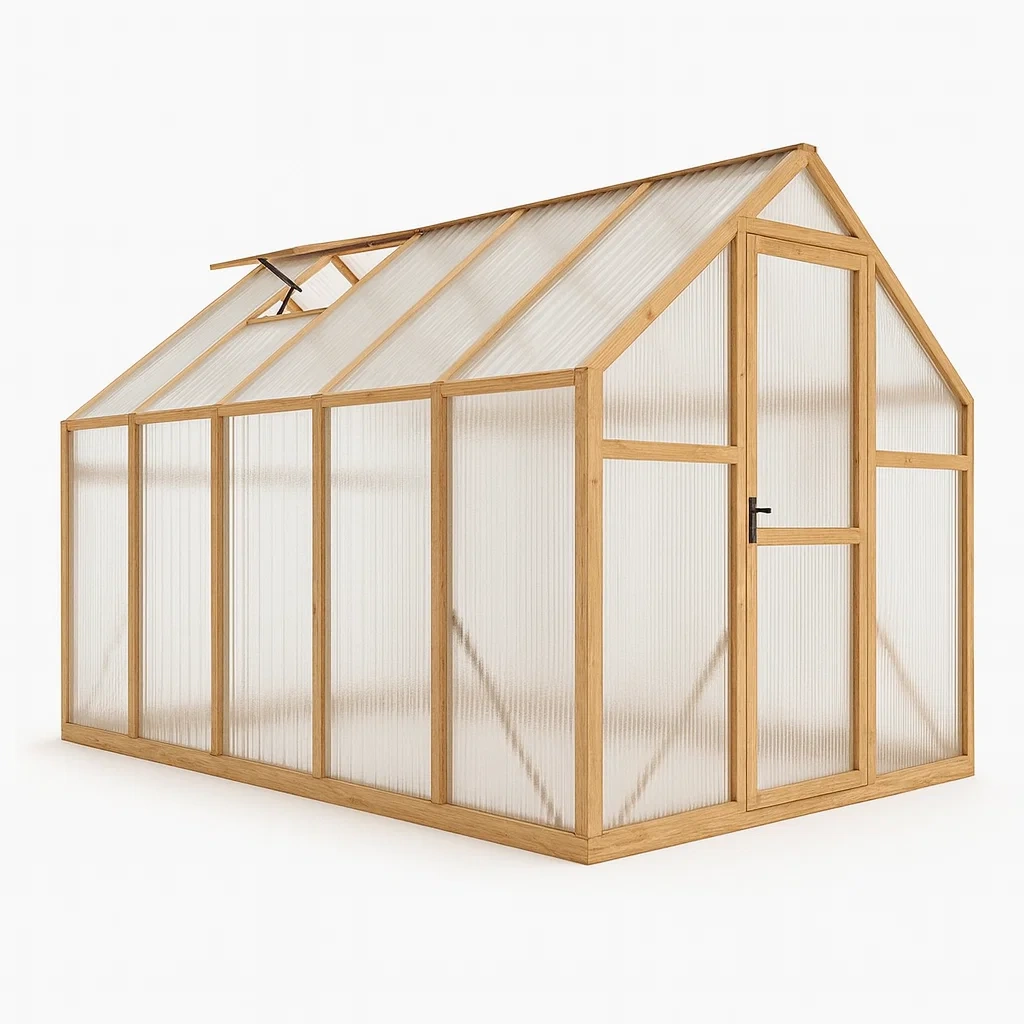 Serre de jardin en bois et polycarbonate