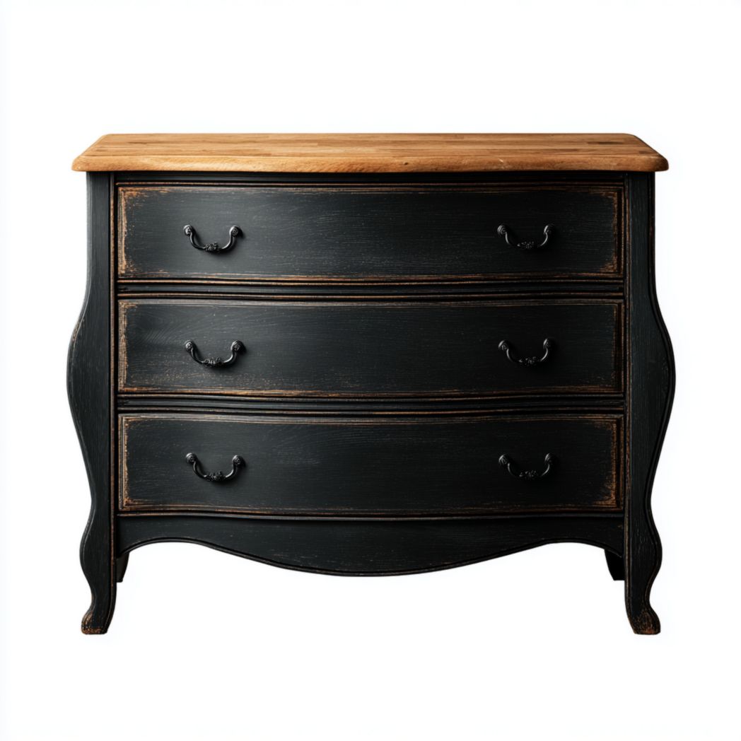 Commode 3 tiroirs noire et bois