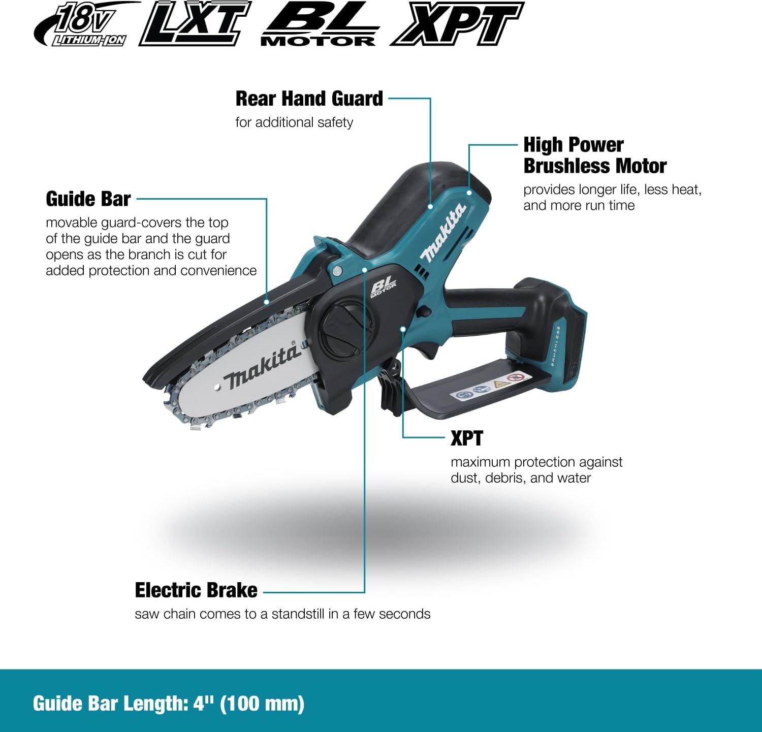 Trononneuse d'élagage 18V LXT guide de 10 cm (Produit seul) - MAKITA DUC101Z