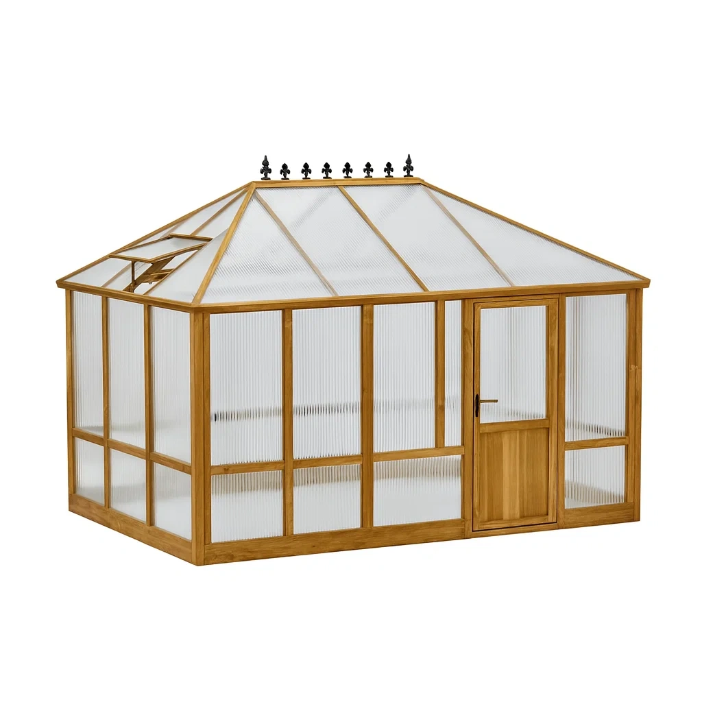 Serre de jardin en bois avec panneaux en polycarbonate