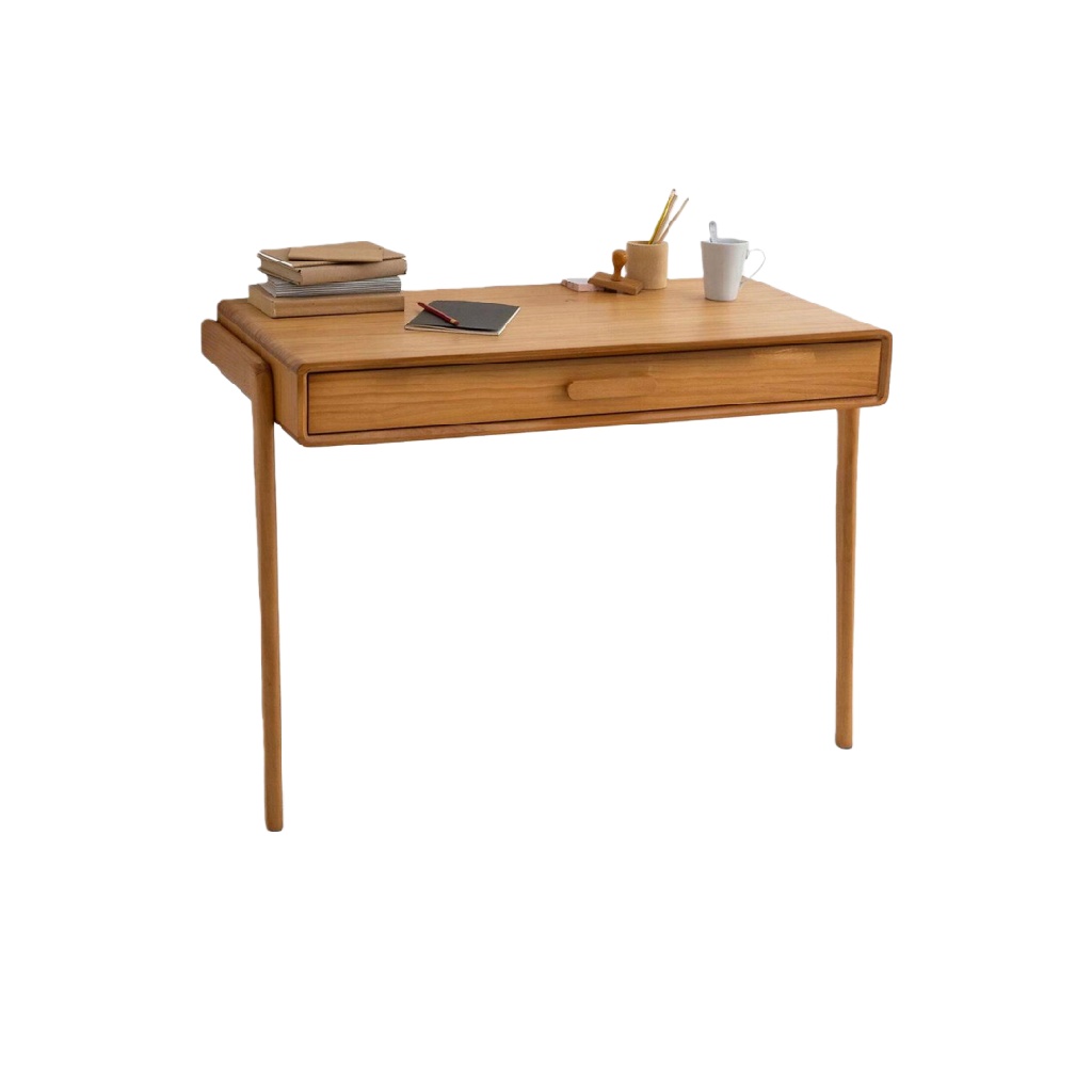 Bureau en chêne clair avec tiroir intégré — Style vintage scandinave