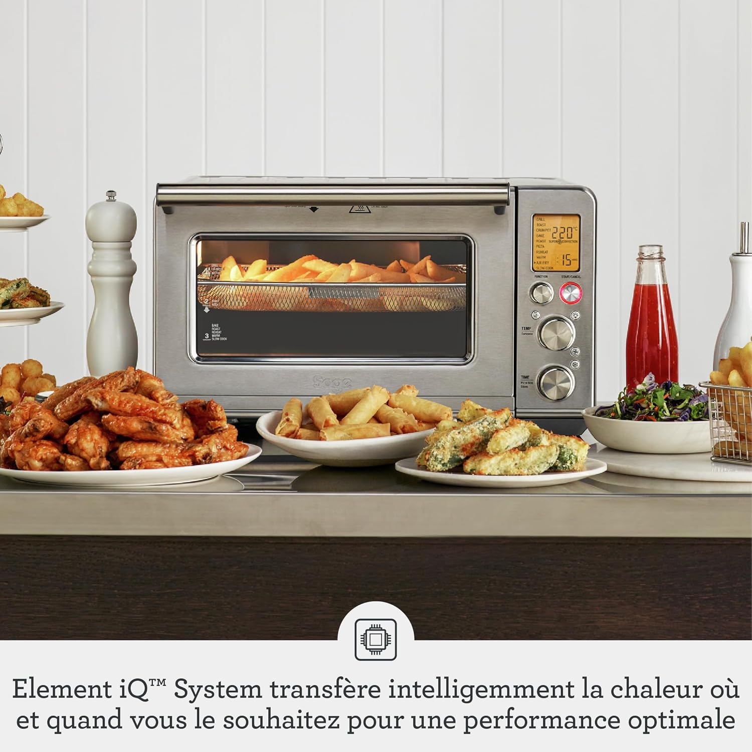 Sage - The Smart Oven Air Fryer - Grille, cuit, rôtit, fait des frites, réchauffe et cuit lentement, Acier Inoxydable Brossé