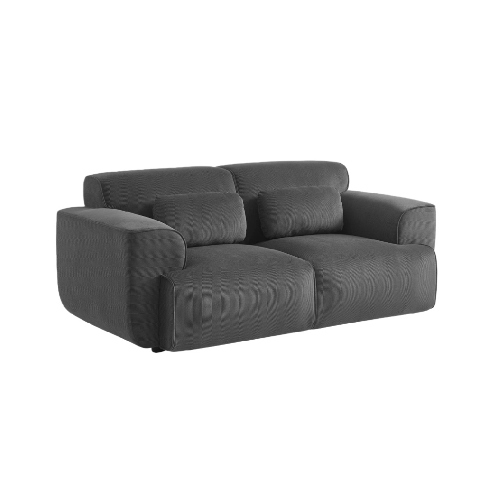 Canapé 2 places en velours côtelé gris anthracite – style moderne et confortable